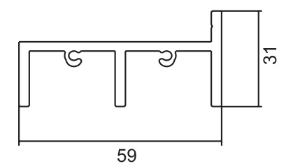 Double Door Head Track Anodic Silver Grey Matt GL237A 6.5m