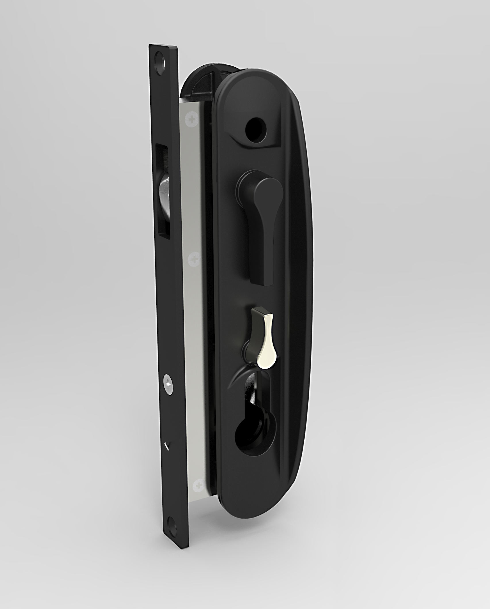 CommandeX Sliding Security Door Lock Black with Rounded Face