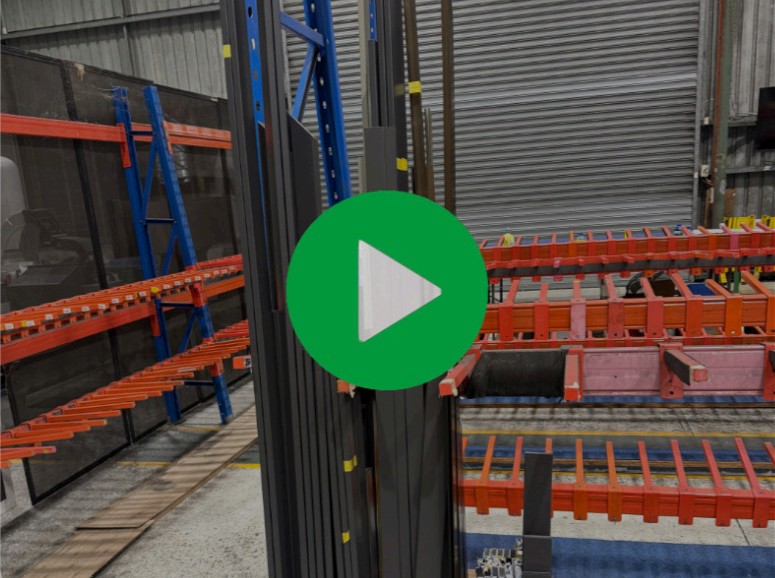 Play video: cut to length aluminium extrusions racked and ready to pick in the warehouse