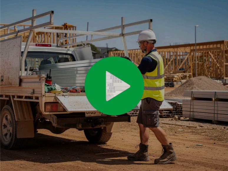 Play video: cut lengths being loaded onto a ute on a building site